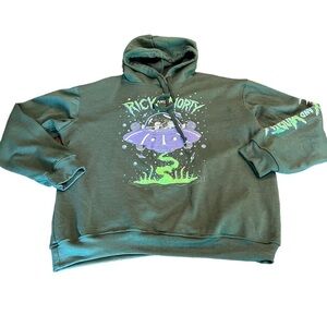 Rick & Morty Adult Swim Cartoon Network Green Sweatshirt Hoodie Size Medium